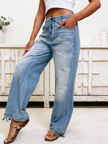 Rumor Has It Wide Leg Jeans - Light Denim