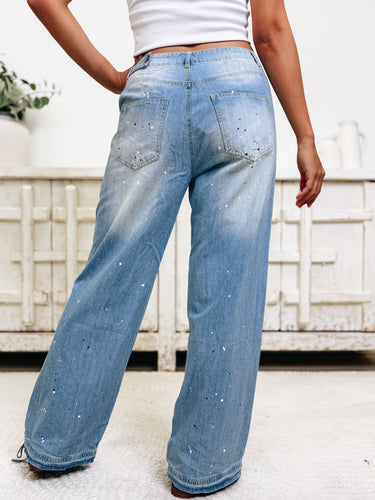 Rumor Has It Wide Leg Jeans - Light Denim