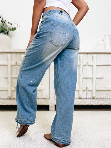 Rumor Has It Wide Leg Jeans - Light Denim