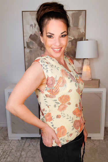 Timeless Meadow Floral Button Up Vest