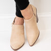 Yesenia Block Heel Ankle Booties - Nude