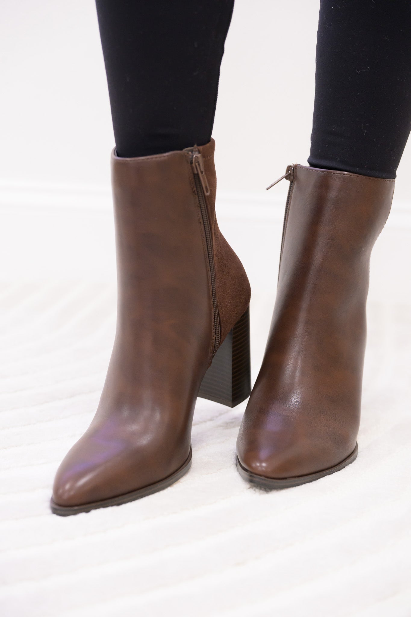 Mover Pointed Toe Ankle Booties - Brown