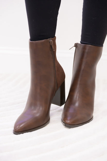 Mover Pointed Toe Ankle Booties - Brown