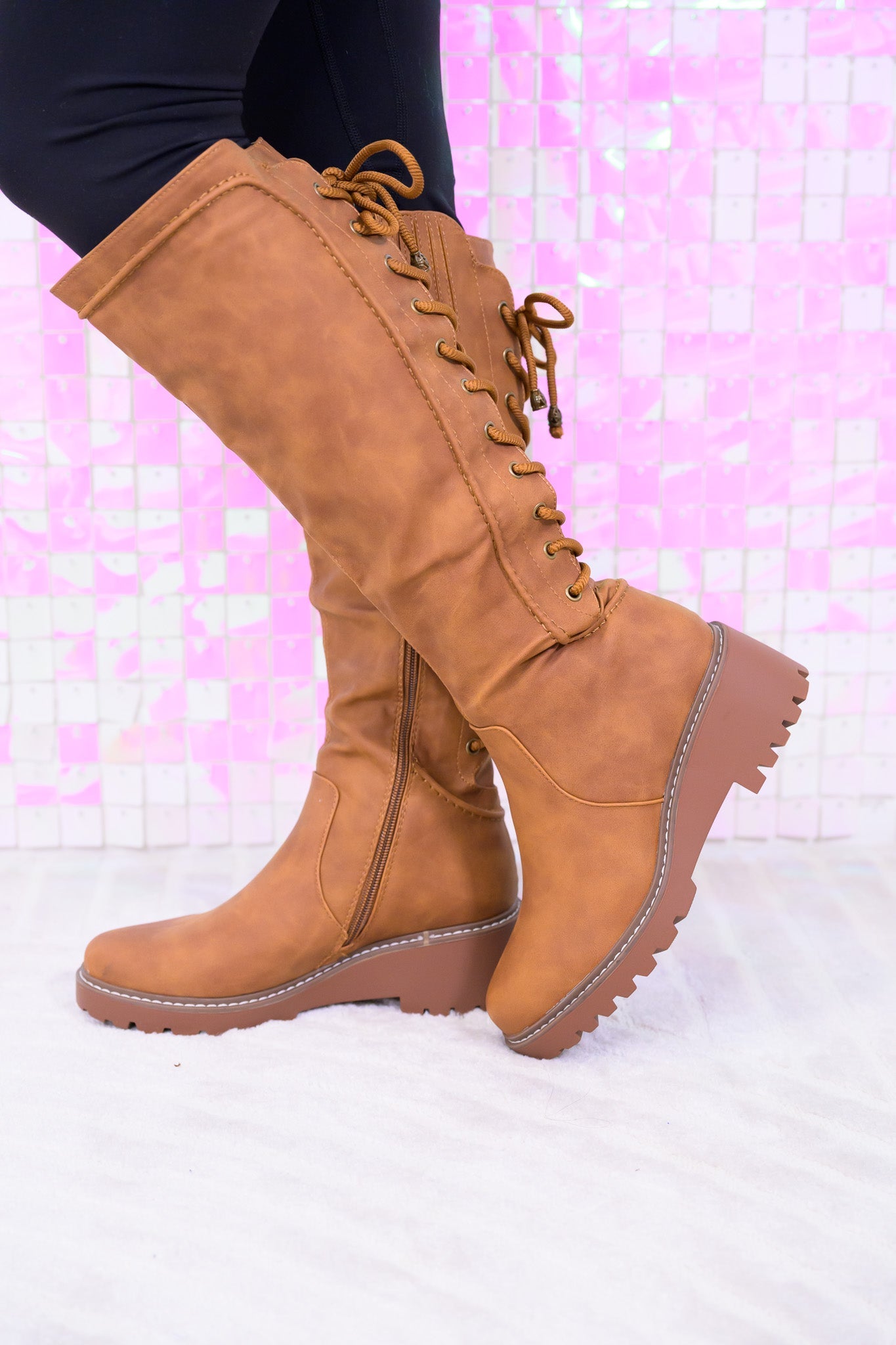 Agenda Lace Up Combat Boots - Tan