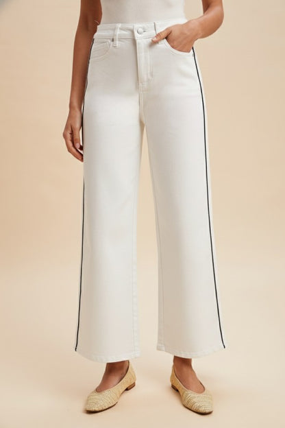 Let's Ride Wide Leg Jeans with Side Piping Detail - 2 Colors!