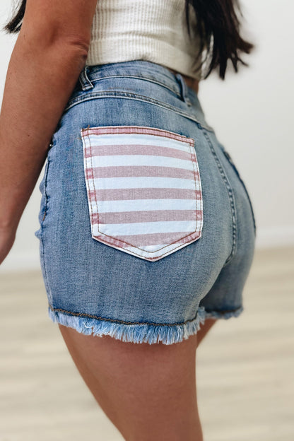 All American Vibe Denim Shorts - Light Wash