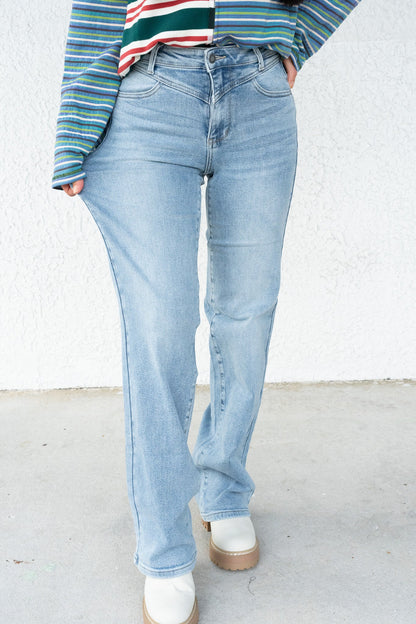 Judy Blue Wild Cherry High Rise Retro Wide Leg Jeans