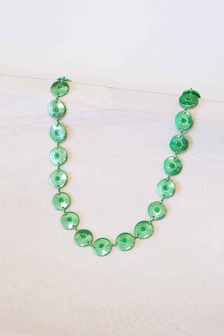 Cancun Necklace - Neon Metallic Apple Green