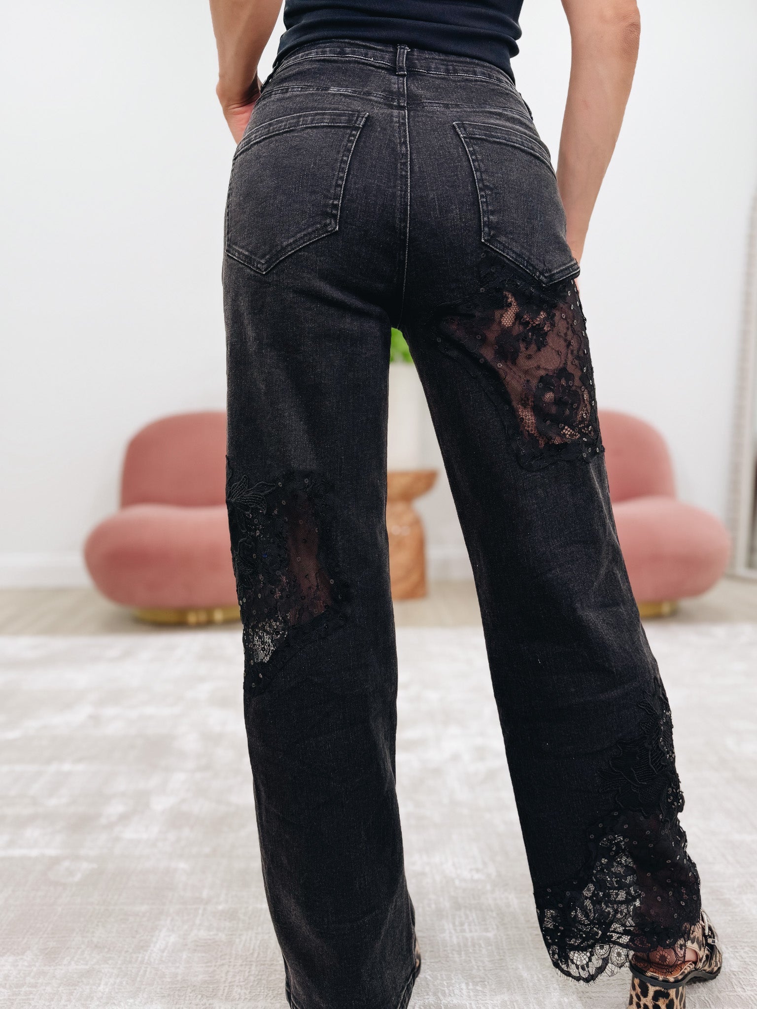 Sweet Piece By BAR Label - Mid Rise Lace Detail Jeans