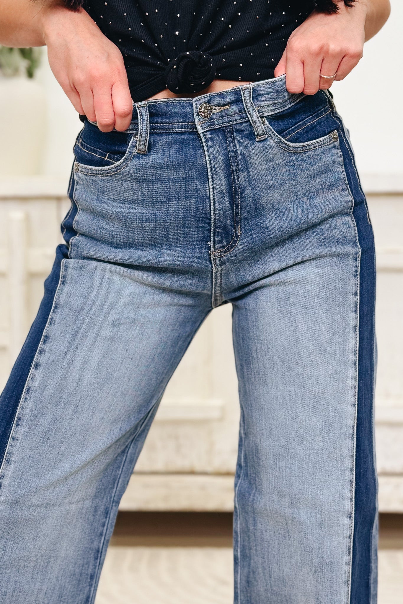 Frontal Flare By Saige Denim - High Rise Wide Leg Jeans - Medium
