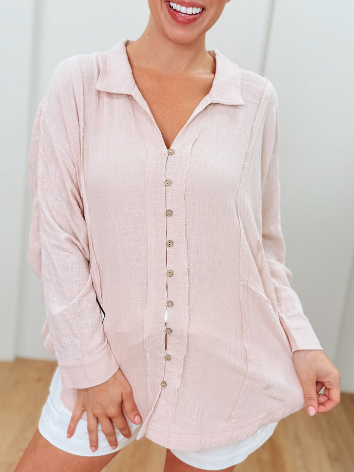 Array Morning Mist Button Down Top