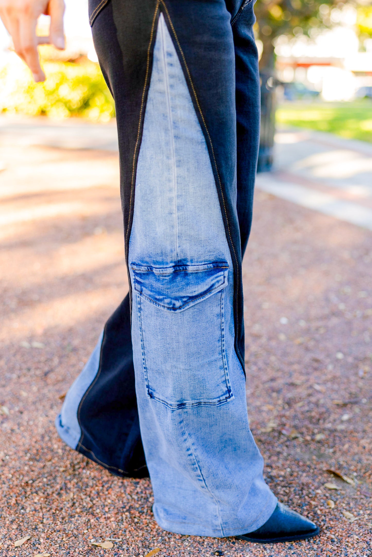 Double Take By BAR Label - High Rise Wide Leg Cargo Jeans - Black Indigo