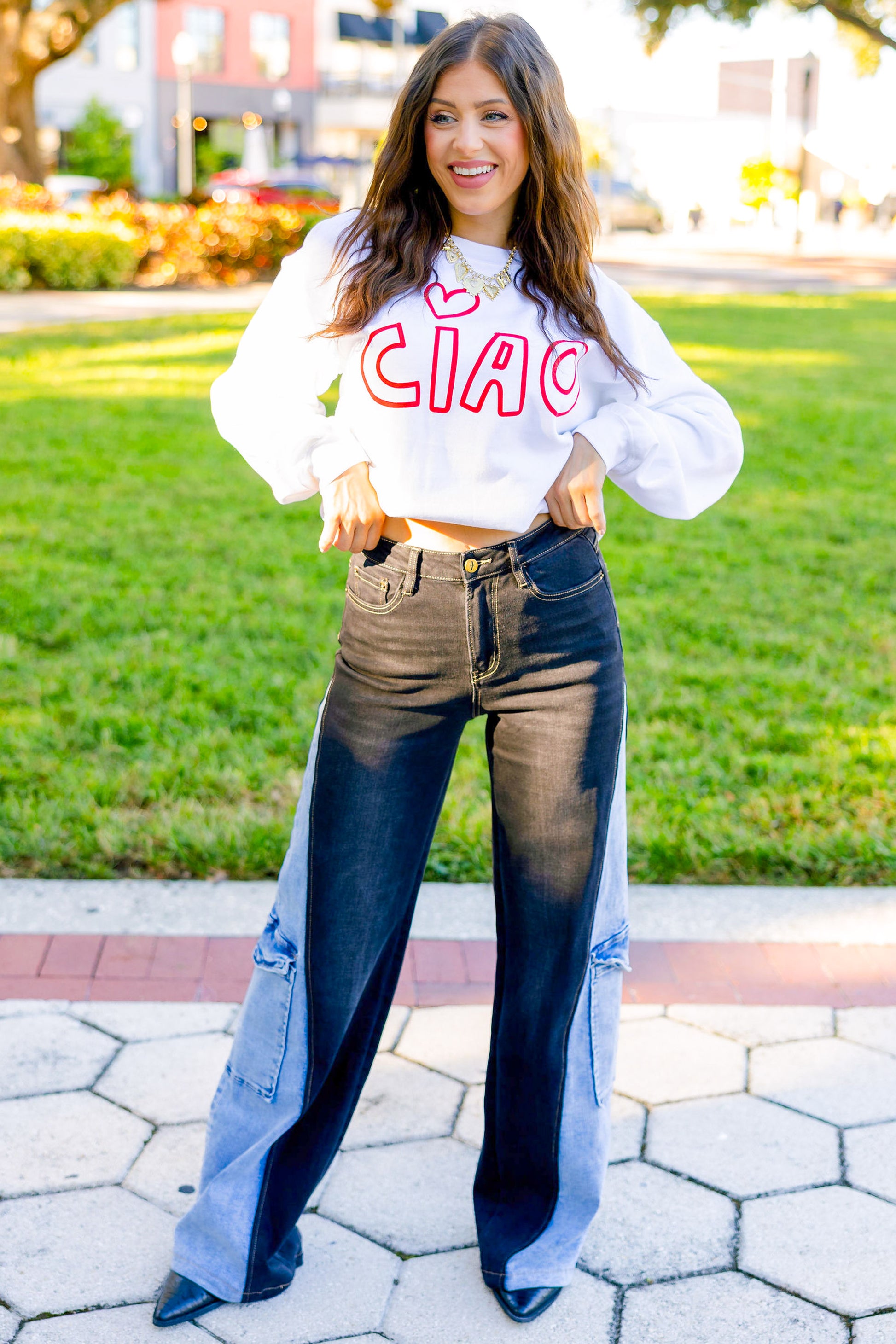 Double Take By BAR Label - High Rise Wide Leg Cargo Jeans - Black Indigo