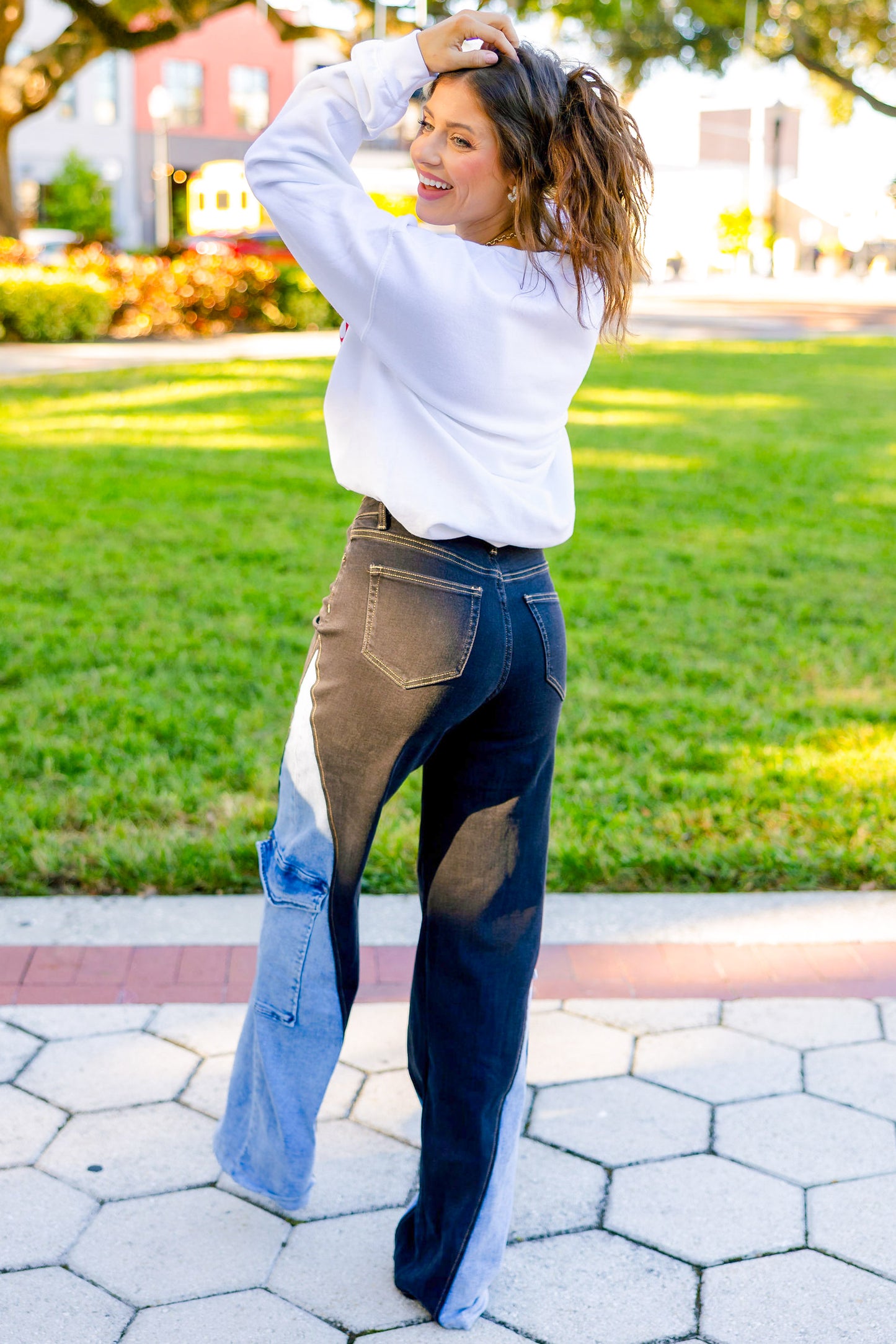 Double Take By BAR Label - High Rise Wide Leg Cargo Jeans - Black Indigo