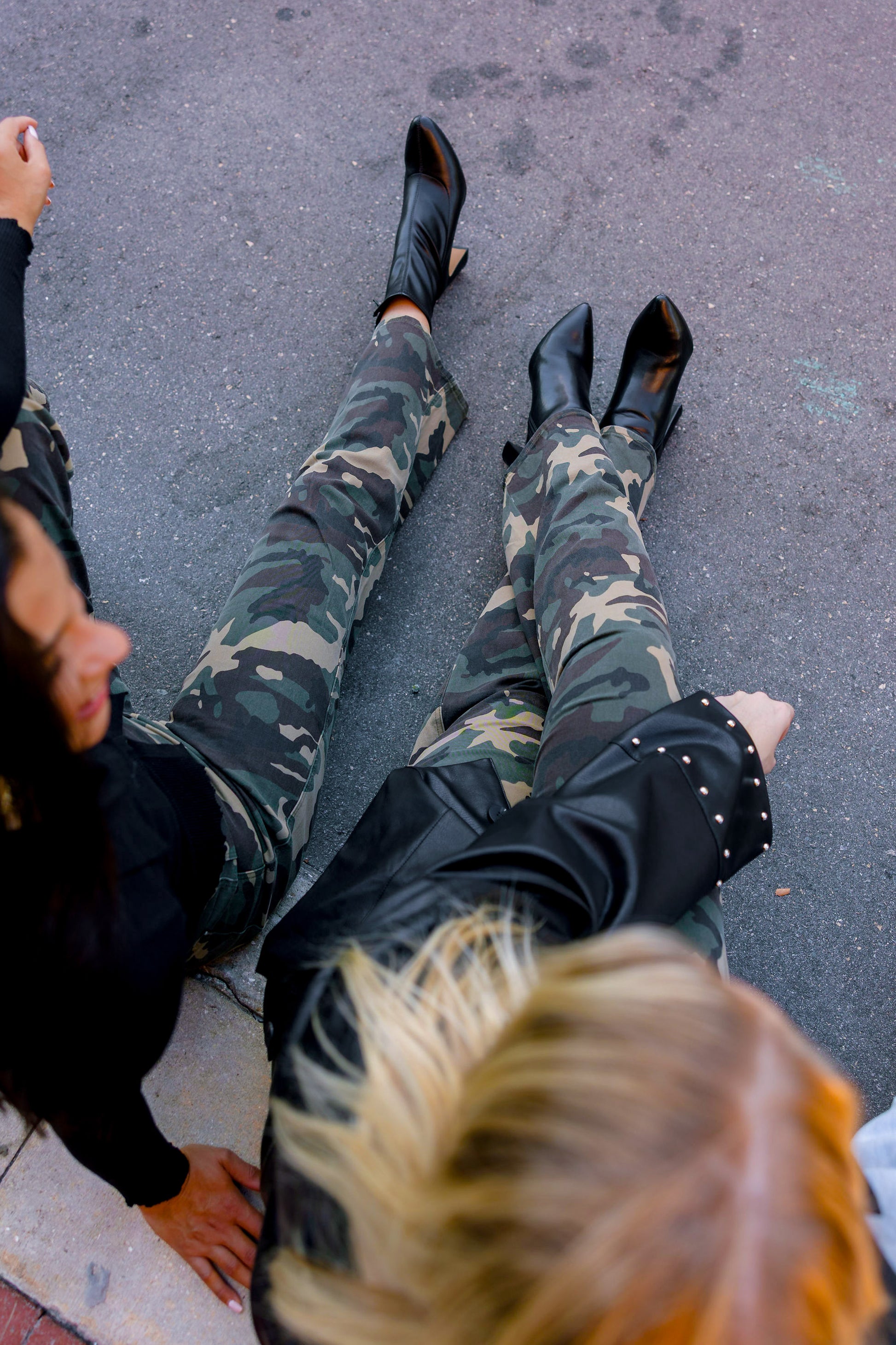 I'm A Survivor - Mid Rise Straight Wide Leg Jeans - Camo