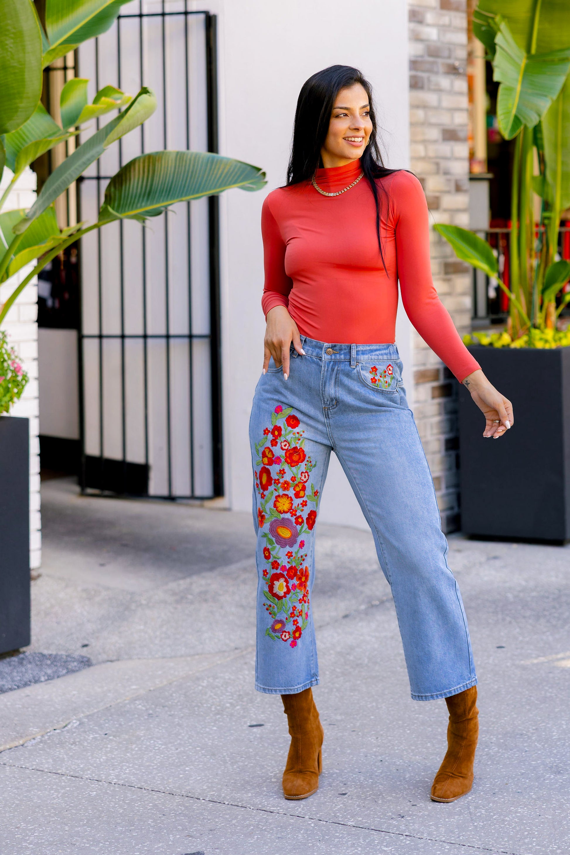 Uptown Funk Floral Embroidered Jeans