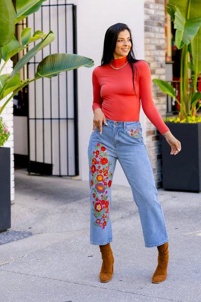 Uptown Funk Floral Embroidered Jeans