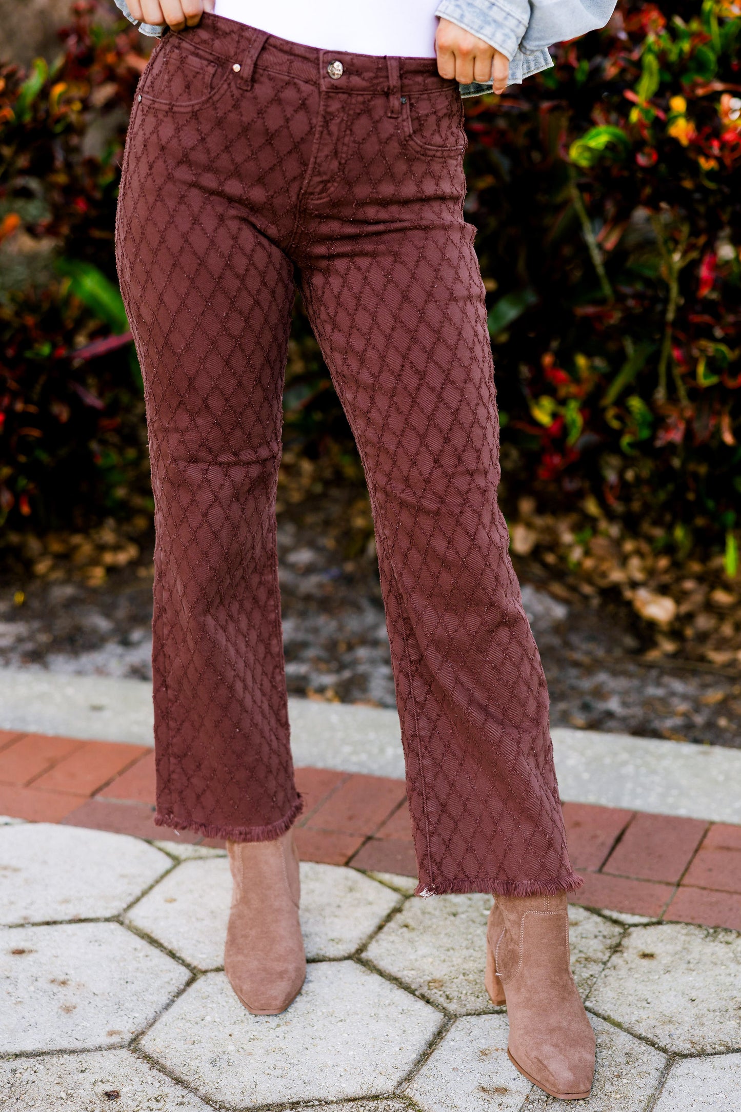 Honey Crush By Risen - High Rise Tummy Control Straight Jeans - Choco Brown