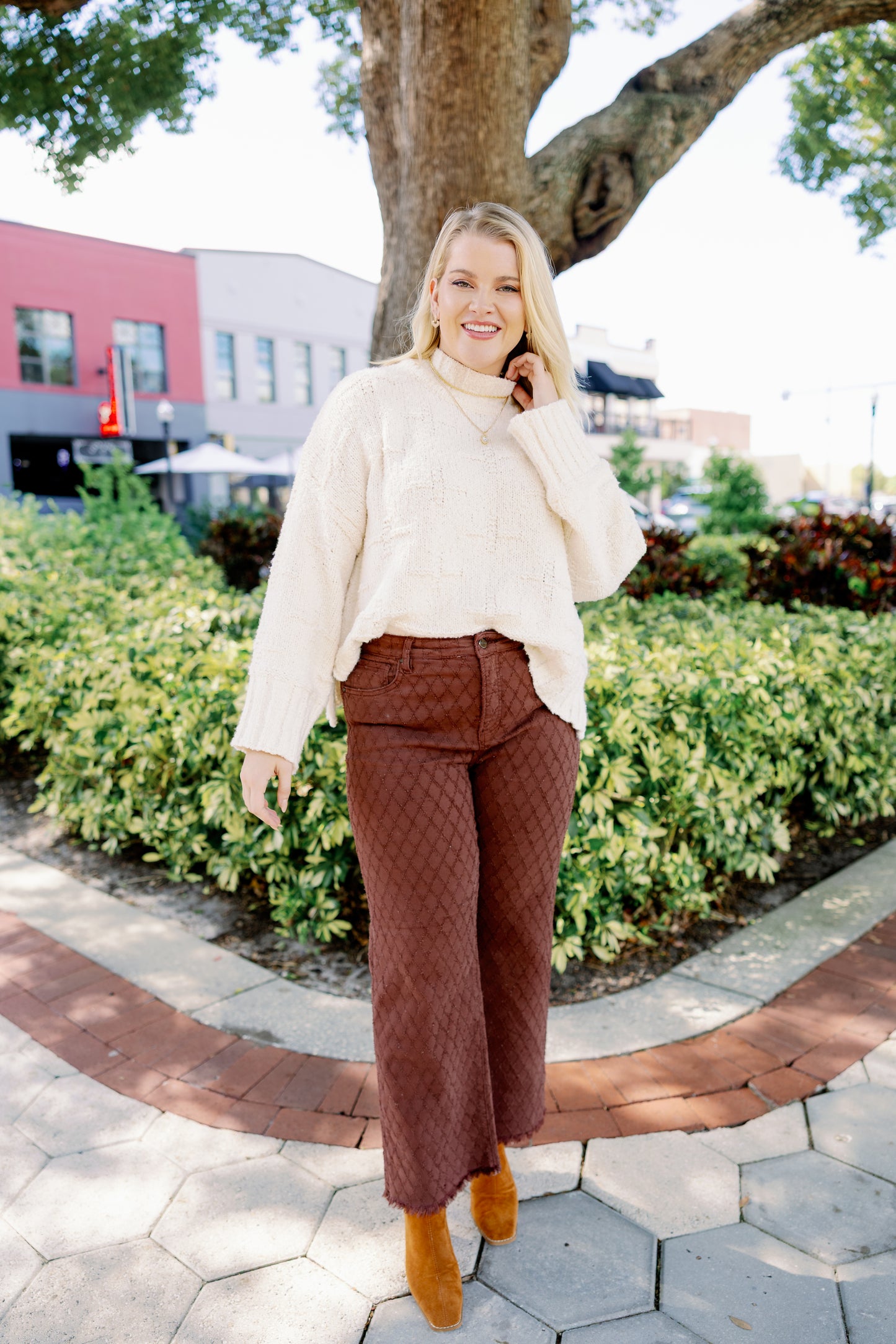 Honey Crush By Risen - High Rise Tummy Control Straight Jeans - Choco Brown