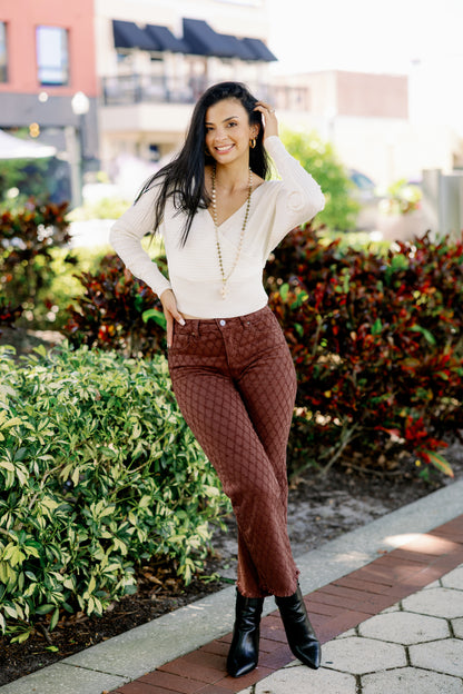 Honey Crush By Risen - High Rise Tummy Control Straight Jeans - Choco Brown