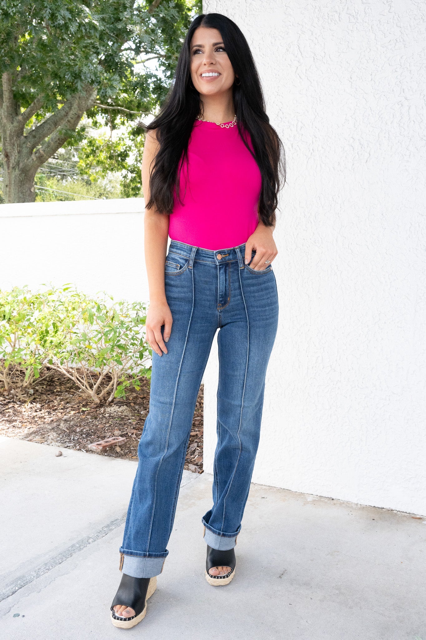 Judy Blue Sweet Cheeks High Rise Cuffed Straight Jeans
