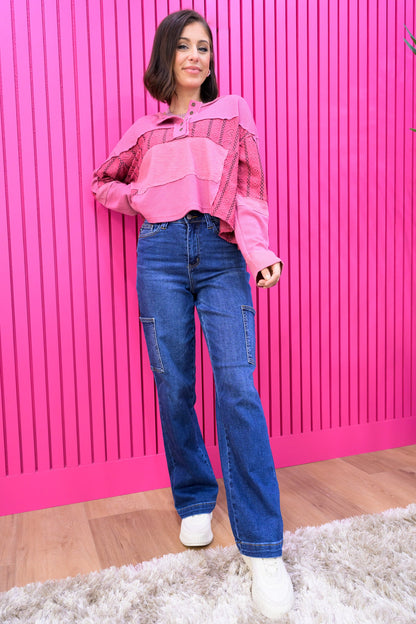 Judy Blue Heidi High Rise Cargo Wide Leg Jeans