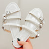 Kami Buckle Straps Flat Sandals - White