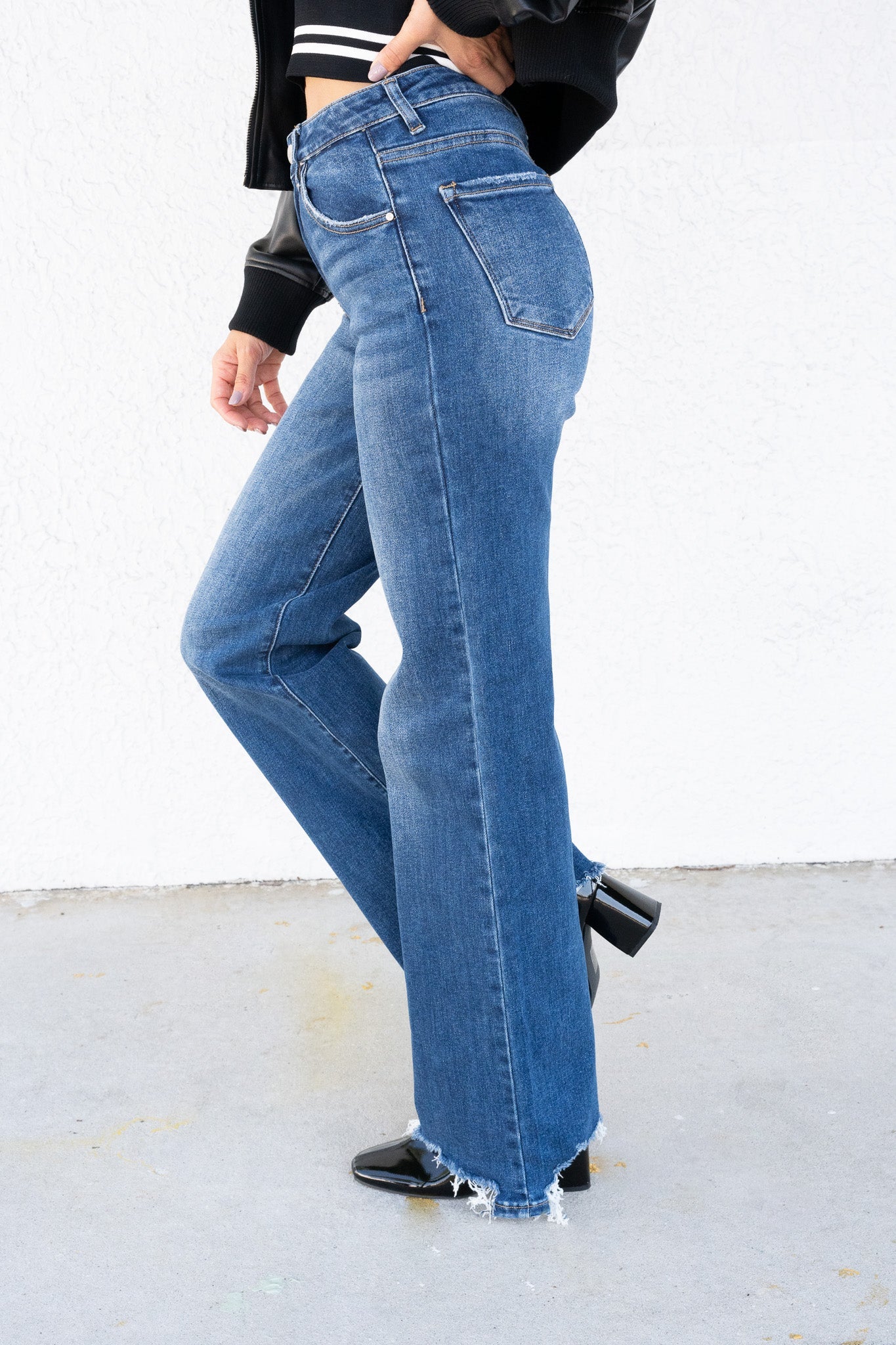 Brooke Jeans By Risen High Rise Wide Leg - Dark