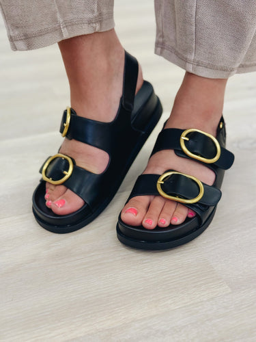 The Alfred Strappy Buckle Sandal - Black