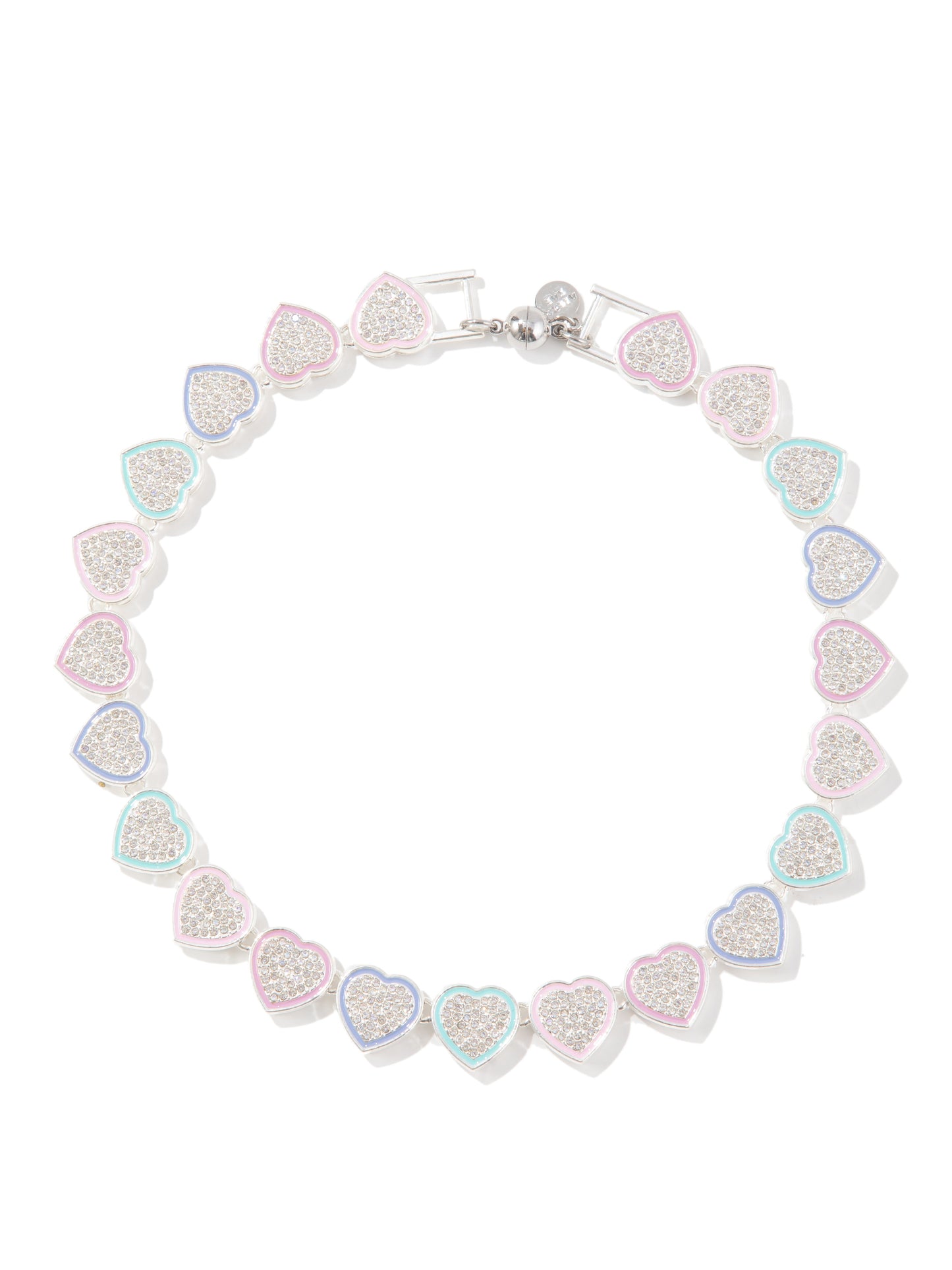 Sweetheart Necklace - Metallic Pearl White Pastel Multi