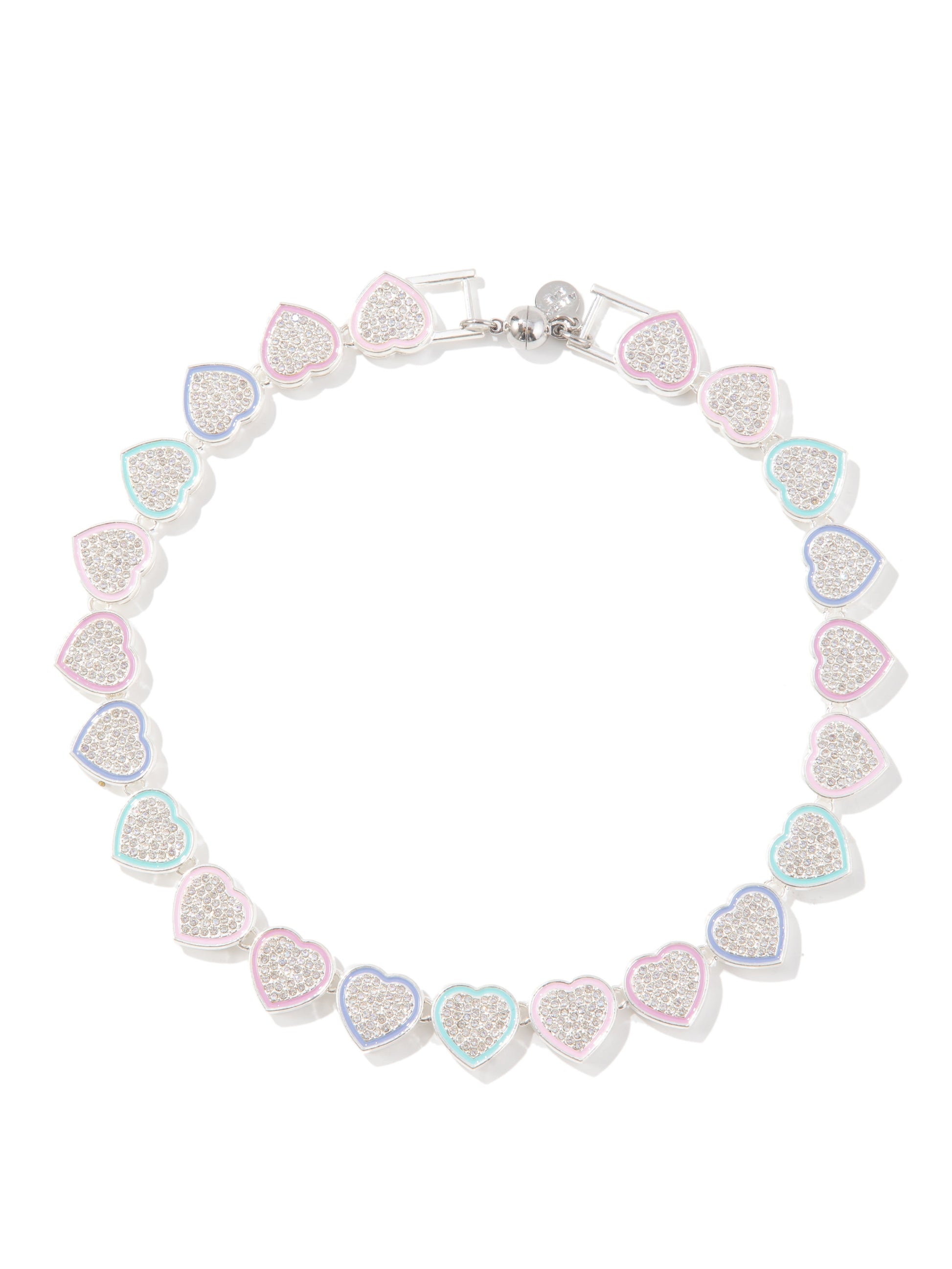 Sweetheart Necklace - Metallic Pearl White Pastel Multi