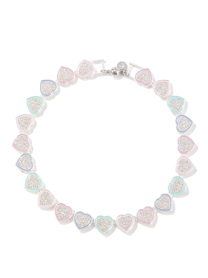 Sweetheart Necklace - Metallic Pearl White Pastel Multi