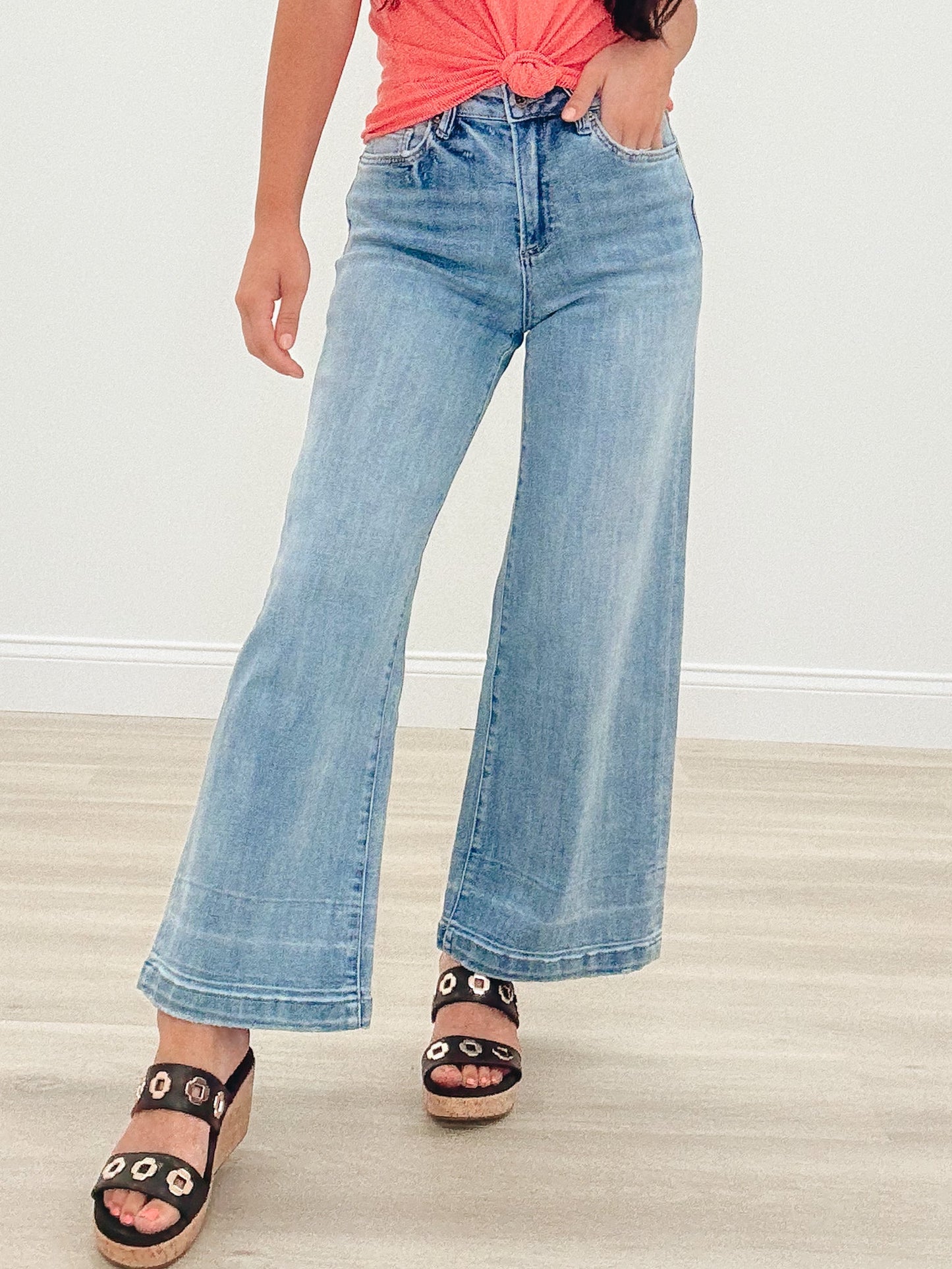The Heather By Mica - High Rise Wide Leg Jeans - Earth Blue