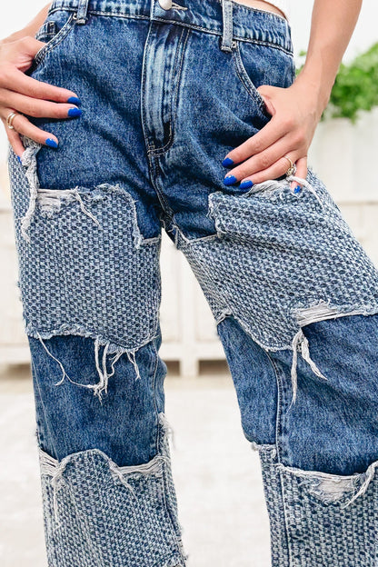 Wavy Baby Wide Leg Jeans - Denim
