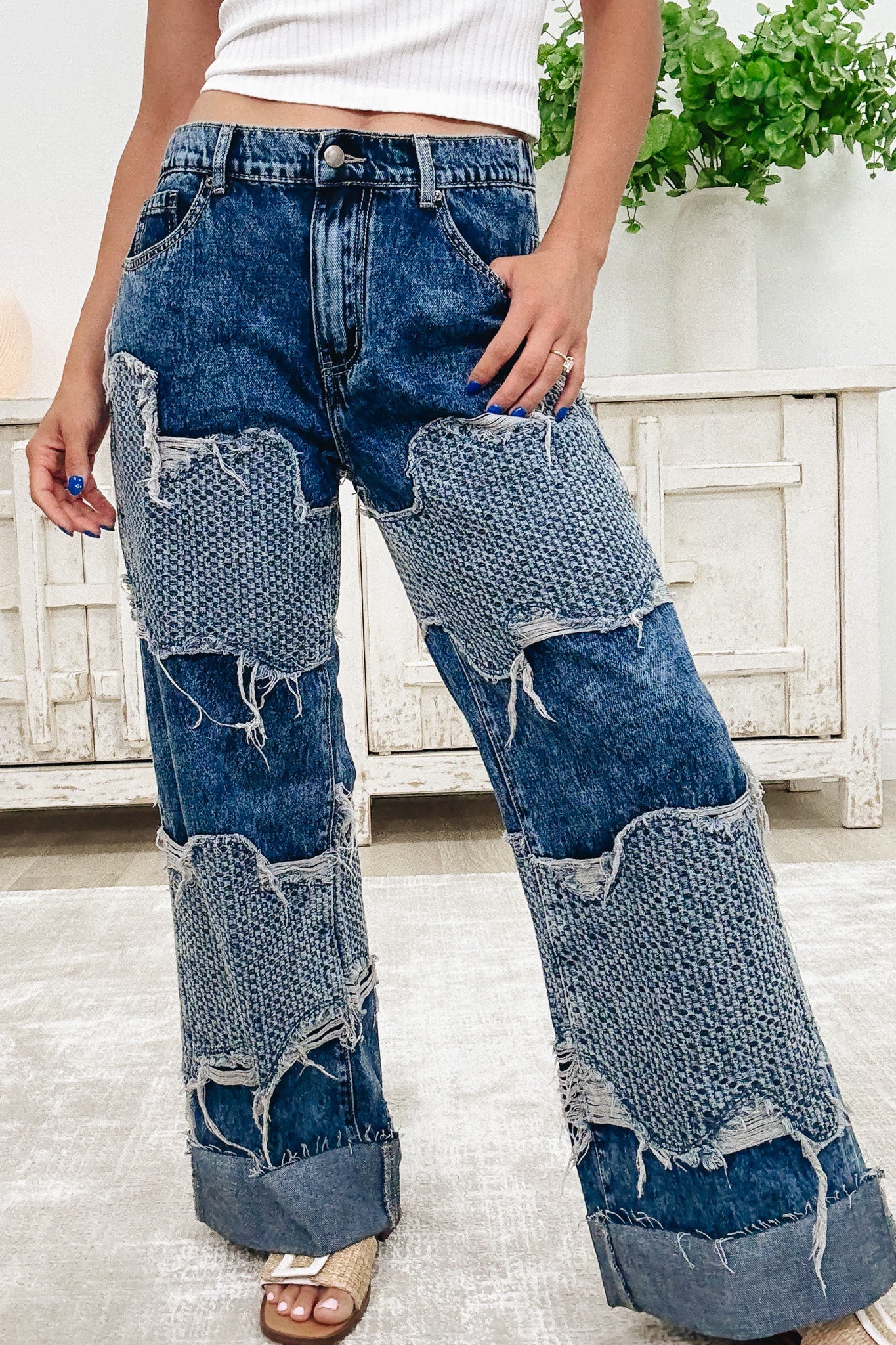 Wavy Baby Wide Leg Jeans - Denim