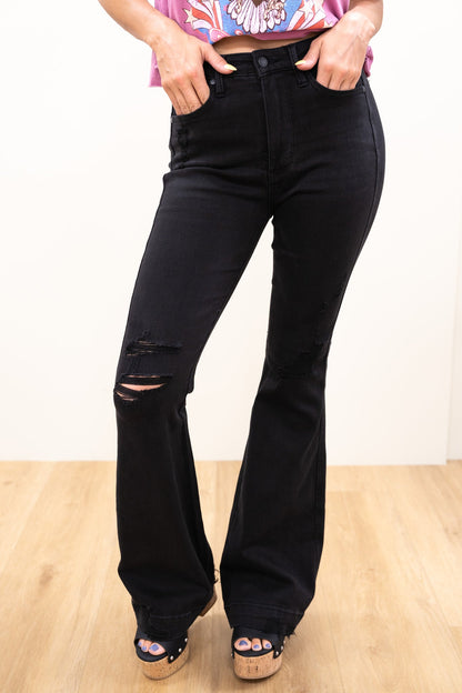 Judy Blue Pretty Little Poison High Rise Tummy Control Destroy Flare Jeans