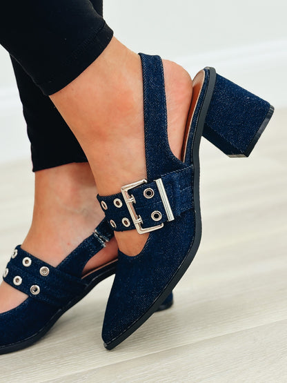 Abigail Slingback Heel Loafers - Denim