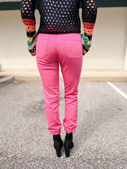 Risen Top Gun Jogger Jeans - Hot Pink