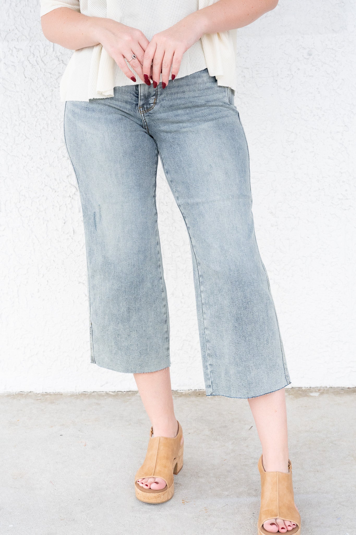 Hold On To This By Judy Blue - Mid Rise Tummy Control Crop Wide Leg Jeans