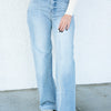 The Genie By Risen - Tummy Control Wide leg Cuffed Jeans - Light