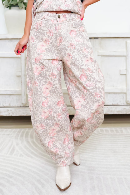 No Hesitation Floral Barrel Pants
