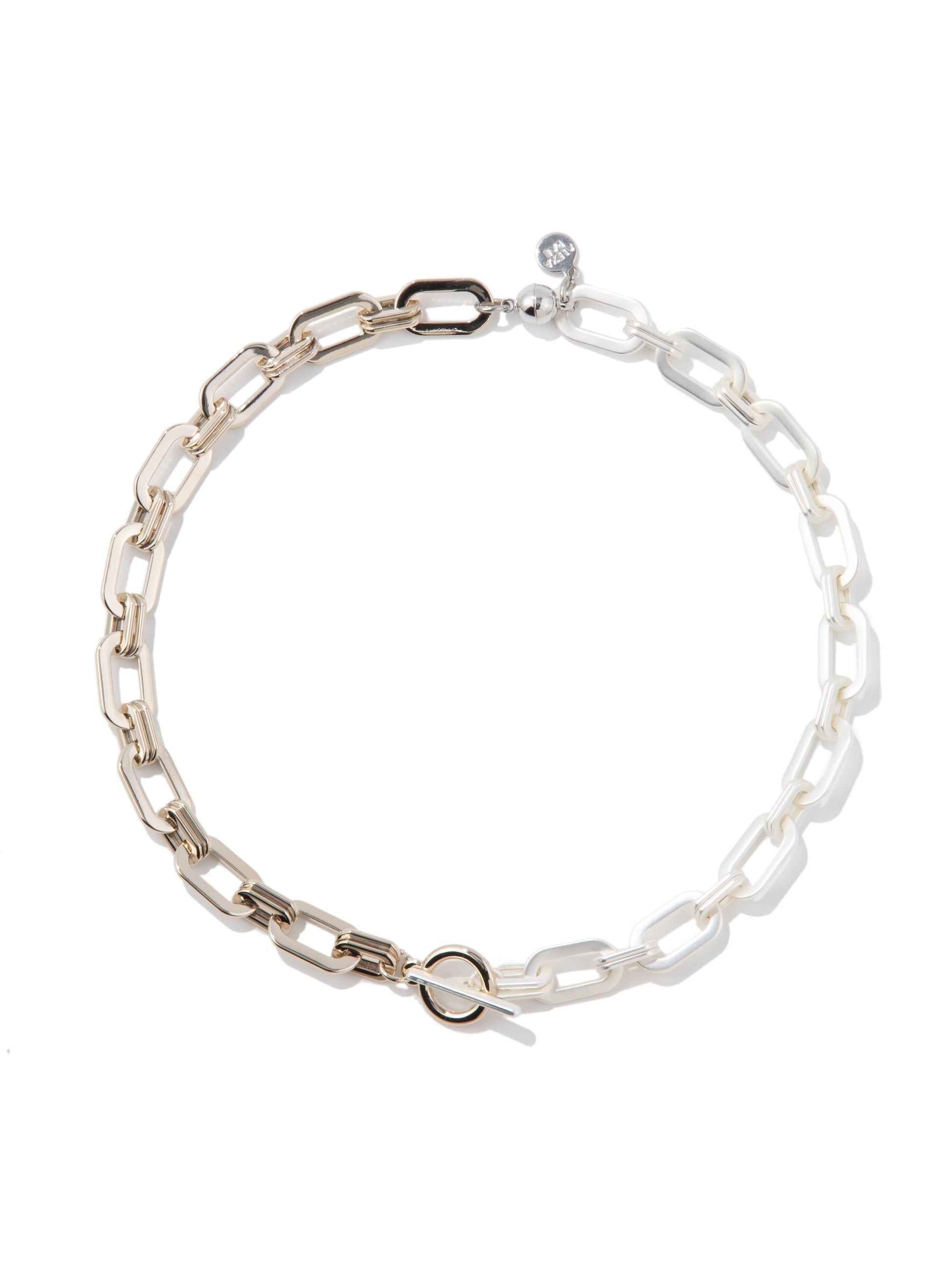 Two Roads Necklace - Metallic Pearl White Linen Mix