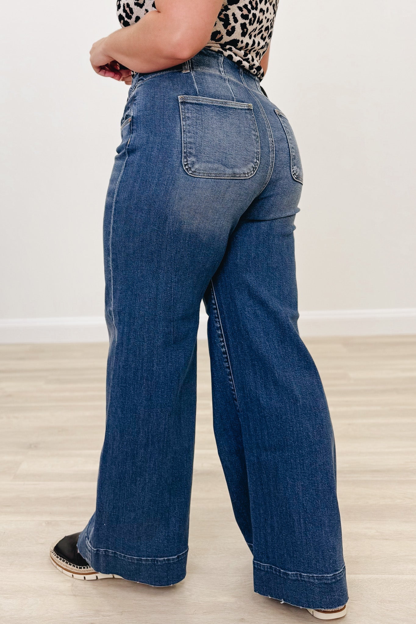 The Piper By Risen - High Rise-Ankle Wide-Seam Detailed Jeans - Dark