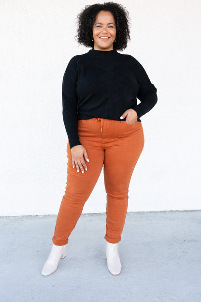 Icing On The Cake By Judy Blue - Auburn Orange Double Cuff Joggers