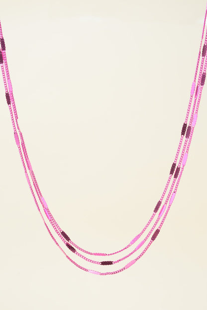 Vegas Night Necklace - Metallic Barbie Pink