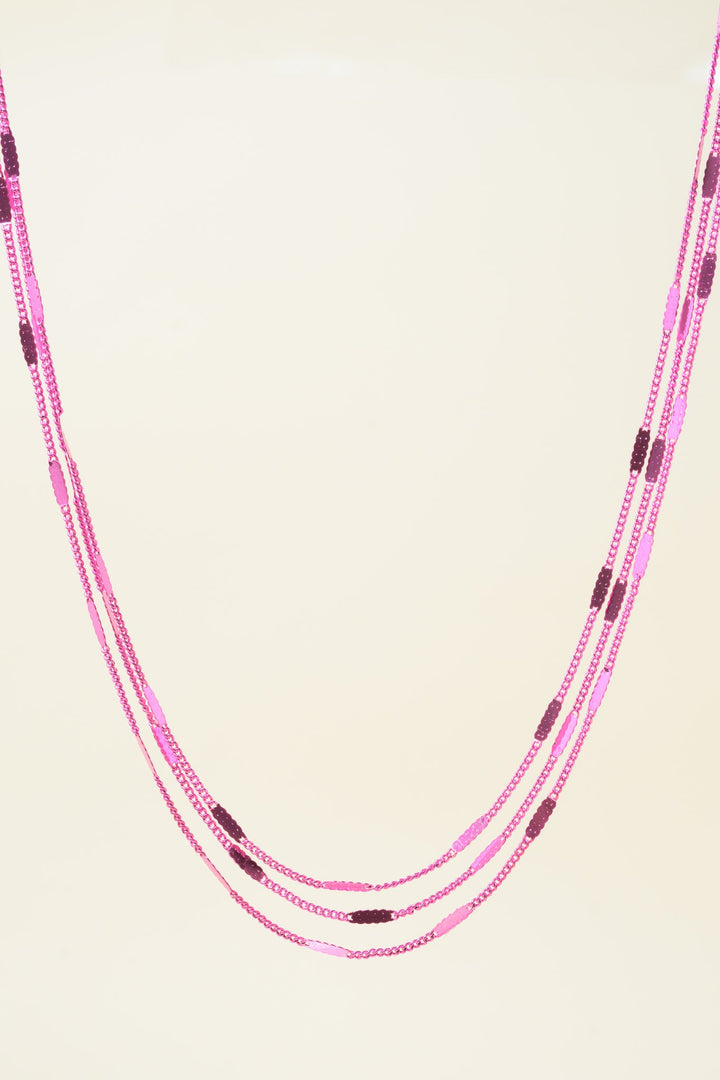 Vegas Night Necklace - Metallic Barbie Pink