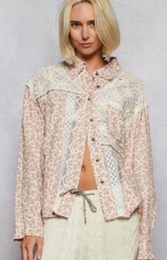 It's In The Details Button Down Top - Pink Multi