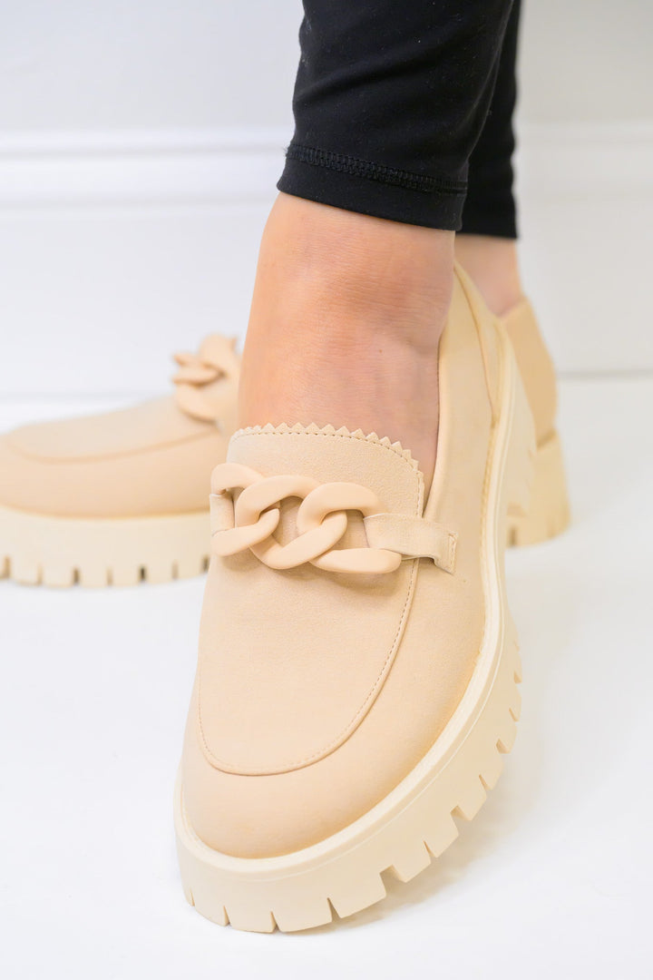 Madison Chunky Platform Loafers - Beige