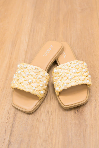 Soda Engine Pearl Slide Sandal - Natural Raffia