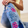 Daisy Dream By Denim BAR Floral Jeans - Denim Pink